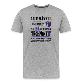 20. Geburtstag Handwerker Technik Werkzeug - Männer Premium Bio T-Shirt - Grau meliert - Vorne - Damien (186cm)