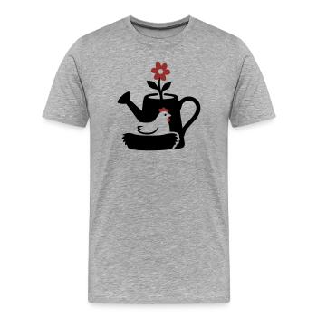 Graphique graphique de nid de poulet en arrosoir - T-shirt bio Premium Homme - gris chiné - Devant - Damien (186cm)