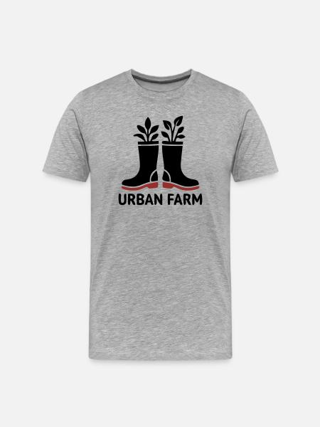Urban Farm Rubber Boots Logo - Men's Premium Organic T-Shirt - heather grey