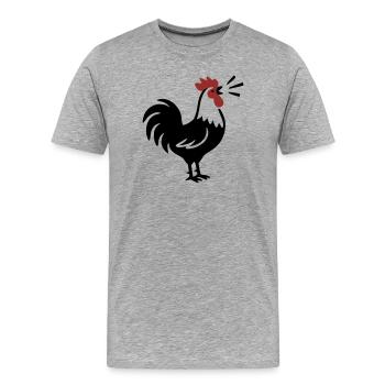 Logo de la ferme Rooster Crows - T-shirt bio Premium Homme - gris chiné - Devant - Damien (186cm)