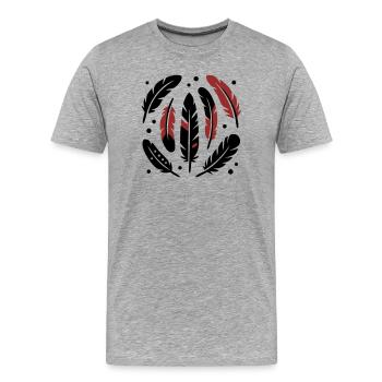Logo du cercle de plumes d’oiseau - T-shirt bio Premium Homme - gris chiné - Devant - Damien (186cm)