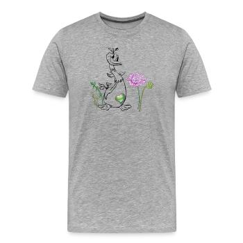 Canard dans la prairie - T-shirt bio Premium Homme - gris chiné - Devant - Damien (186cm)