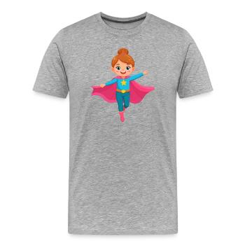 Super-héroïne volante de dessin animé avec une cape violette - T-shirt bio Premium Homme - gris chiné - Devant - Damien (186cm)