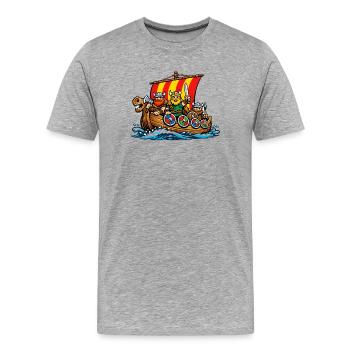 Les Vikings à bord du navire - T-shirt bio Premium Homme - gris chiné - Devant - Damien (186cm)