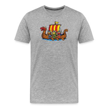 Viking Boat - Men's Premium Organic T-Shirt - heather grey - Front - Damien (186cm)