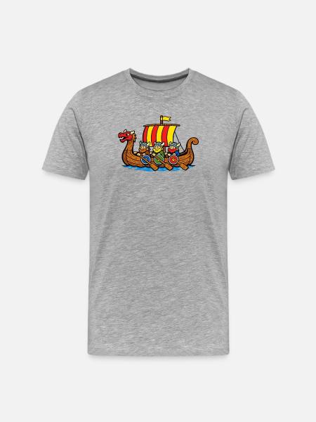 Viking Boat - Men's Premium Organic T-Shirt - heather grey