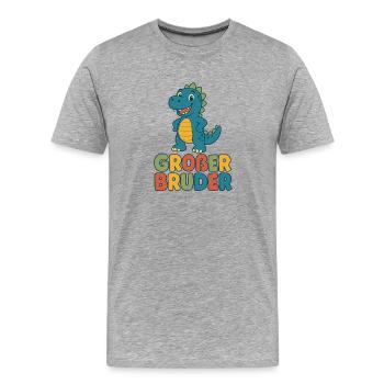 Dinosaurier Großer Bruder - Männer Premium Bio T-Shirt - Grau meliert - Vorne - Damien (186cm)