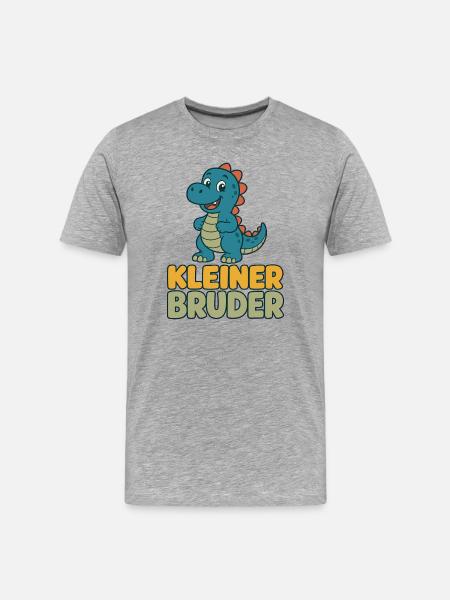 Kleiner Bruder Dino Shirt - Männer Premium Bio T-Shirt - Grau meliert