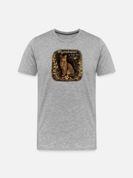 Abyssinian Mom Gold Frame - Men's Premium Organic T-Shirt - heather grey