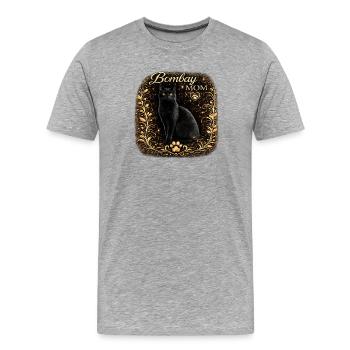 Portrait du chat doré de la maman de Bombay - T-shirt bio Premium Homme - gris chiné - Devant - Damien (186cm)