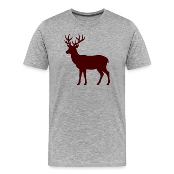 Silhouette de cerf - T-shirt bio Premium Homme - gris chiné - Devant - Damien (186cm)