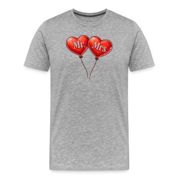 Couples Ballons Cœur Monsieur Madame Design - T-shirt bio Premium Homme - gris chiné - Devant - Damien (186cm)