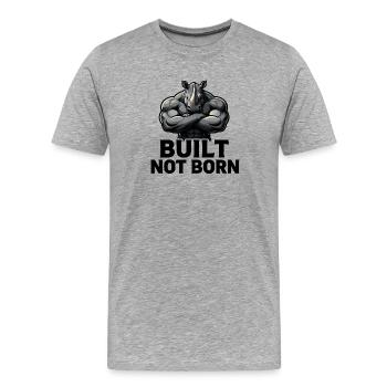 Rhino Construit, pas Né - T-shirt bio Premium Homme - gris chiné - Devant - Damien (186cm)