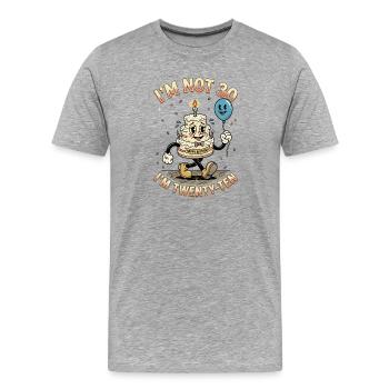 Ich Bin Nicht 30 Ich Bin 20 Zehn Geburtstag - Männer Premium Bio T-Shirt - Grau meliert - Vorne - Damien (186cm)