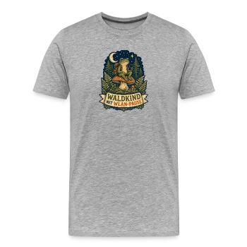 Waldkind mit WLAN-Pause - Männer Premium Bio T-Shirt - Grau meliert - Vorne - Damien (186cm)