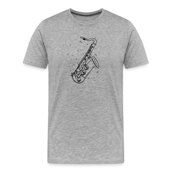 Croquis de saxophone - T-shirt bio Premium Homme - gris chiné - Devant - Damien (186cm)