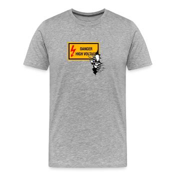 Graphique du crâne à tension de danger - T-shirt bio Premium Homme - gris chiné - Devant - Damien (186cm)