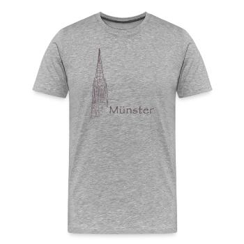 Münster Lambertikirche - Männer Premium Bio T-Shirt - Grau meliert - Vorne - Damien (186cm)