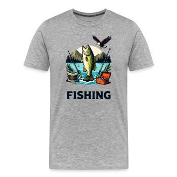 Illustration de l’éclaboussure de bar au bord du lac - T-shirt bio Premium Homme - gris chiné - Devant - Damien (186cm)