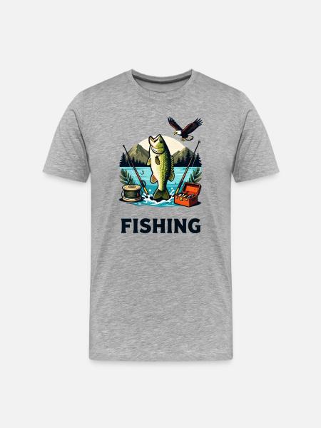 Lakeside Bass Splash Illustration - Men's Premium Organic T-Shirt - heather grey