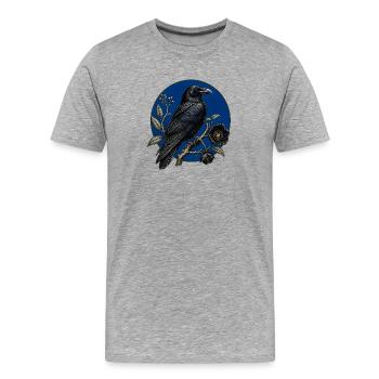 Grand Corbeau Gothique Botanique - T-shirt bio Premium Homme - gris chiné - Devant - Damien (186cm)