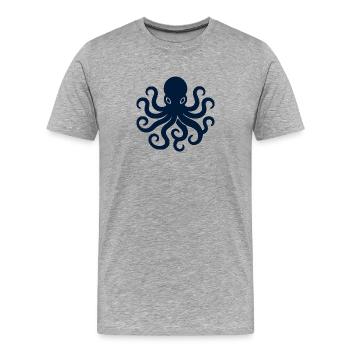 Chemise minimaliste Octopus Ocean - T-shirt bio Premium Homme - gris chiné - Devant - Damien (186cm)