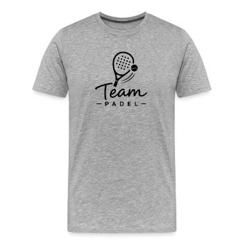 Team PADEL avec raquette de padel - T-shirt bio Premium Homme - gris chiné - Devant - Damien (186cm)