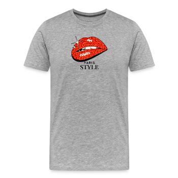 Pop Art des lèvres léopardes - T-shirt bio Premium Homme - gris chiné - Devant - Damien (186cm)