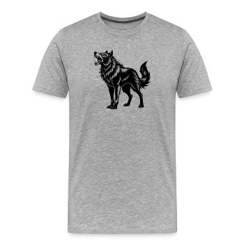 Loup rugissant d’Alaska - T-shirt bio Premium Homme - gris chiné - Devant - Damien (186cm)