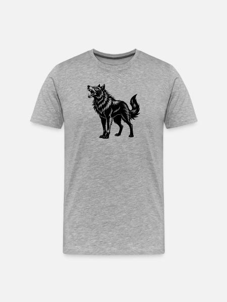 Alaskan Roaring Wolf - Men's Premium Organic T-Shirt - heather grey