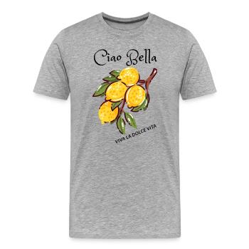 Lemon Branch Illustration - Men's Premium Organic T-Shirt - heather grey - Front - Damien (186cm)