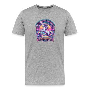 Licorne Mythique - T-shirt bio Premium Homme - gris chiné - Devant - Damien (186cm)