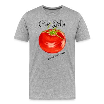 Tomato Watercolor Burst - Men's Premium Organic T-Shirt - heather grey - Front - Damien (186cm)
