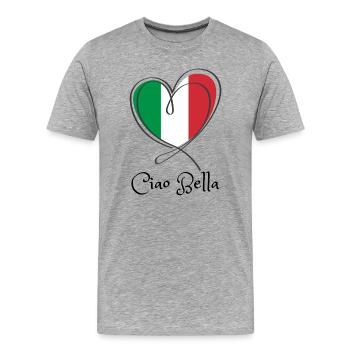 Italy Flag Heart Line Art - Men's Premium Organic T-Shirt - heather grey - Front - Damien (186cm)