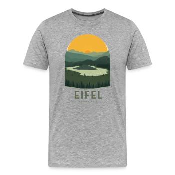 Paysage Vintage de l’Eifel | Style des parcs nationaux - T-shirt bio Premium Homme - gris chiné - Devant - Damien (186cm)