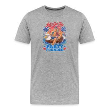 Fondons cette fête ! Ben Franklin, 4e année - T-shirt bio Premium Homme - gris chiné - Devant - Damien (186cm)