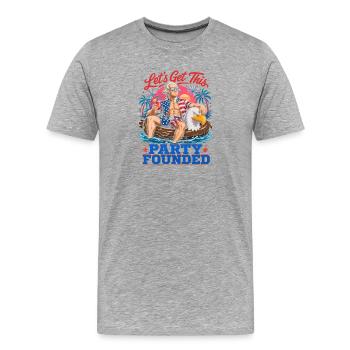 Fondons cette fête ! George Washington - T-shirt bio Premium Homme - gris chiné - Devant - Damien (186cm)