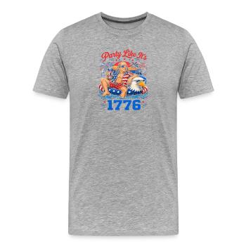 Célébrez comme en 1776 ! Ben Franklin, 4 juillet - T-shirt bio Premium Homme - gris chiné - Devant - Damien (186cm)