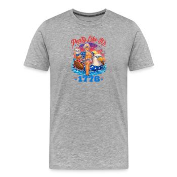 Célébrer comme en 1776 – Thomas Jefferson, 4 juillet - T-shirt bio Premium Homme - gris chiné - Devant - Damien (186cm)