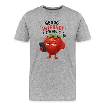 Erdbeere Internet-Auszeit Cartoon - Männer Premium Bio T-Shirt - Grau meliert - Vorne - Damien (186cm)