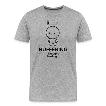 Tampon – Chargement de pensées | Humeur de surpensatrice - T-shirt bio Premium Homme - gris chiné - Devant - Damien (186cm)