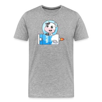 La Lune Laitière Vacche Rocket - T-shirt bio Premium Homme - gris chiné - Devant - Damien (186cm)