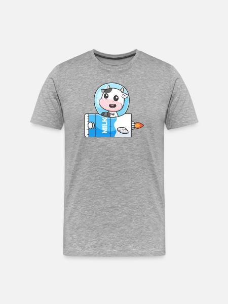 Milk Moon Cow Rocket - Men's Premium Organic T-Shirt - heather grey