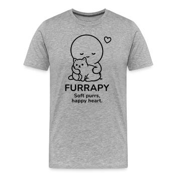 Furrapy – Soft Purrs | Happy Heart Cat Lover - Männer Premium Bio T-Shirt - Grau meliert - Vorne - Damien (186cm)