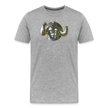Affe Gorilla Power Design - Männer Premium Bio T-Shirt - Grau meliert - Vorne - Damien (186cm)