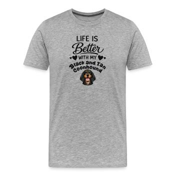 Life is better with my black tan - Men's Premium Organic T-Shirt - heather grey - Front - Damien (186cm)