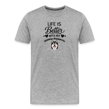 La vie est meilleure avec mon Alaskan - T-shirt bio Premium Homme - gris chiné - Devant - Damien (186cm)