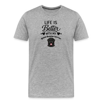 La vie est meilleure avec mon noir - T-shirt bio Premium Homme - gris chiné - Devant - Damien (186cm)