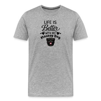 La vie est meilleure avec mon chien Affenpinscher - T-shirt bio Premium Homme - gris chiné - Devant - Damien (186cm)
