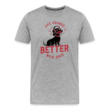 Adorateur de musique avec un casque - T-shirt bio Premium Homme - gris chiné - Devant - Damien (186cm)
